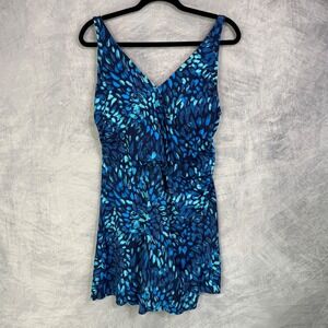 D&Co. Beach Swim Dress Womens Sz‎ 14 Modest Swim Resort Wear Vacation Tropical